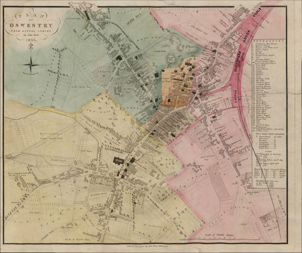 OSWPHO5186 1833 Street Map of Oswestry Oswestry Family & Local